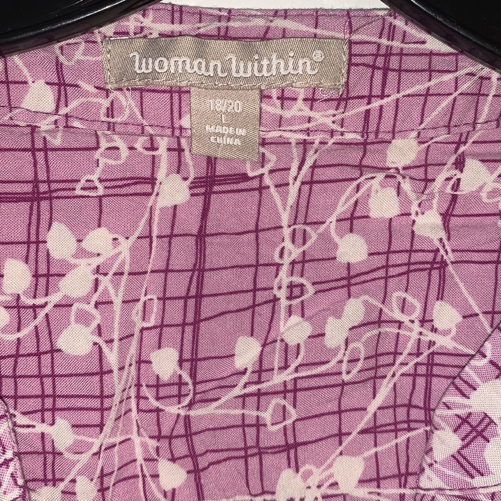 WOMAN WITHIN 3/4 Sleeve-Henley Style-Floral Tunic. Size L 18/20 - Picture 2 of 8